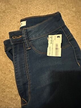 Pink Clove Blue Stretch Jeggings with Contrast Stitching